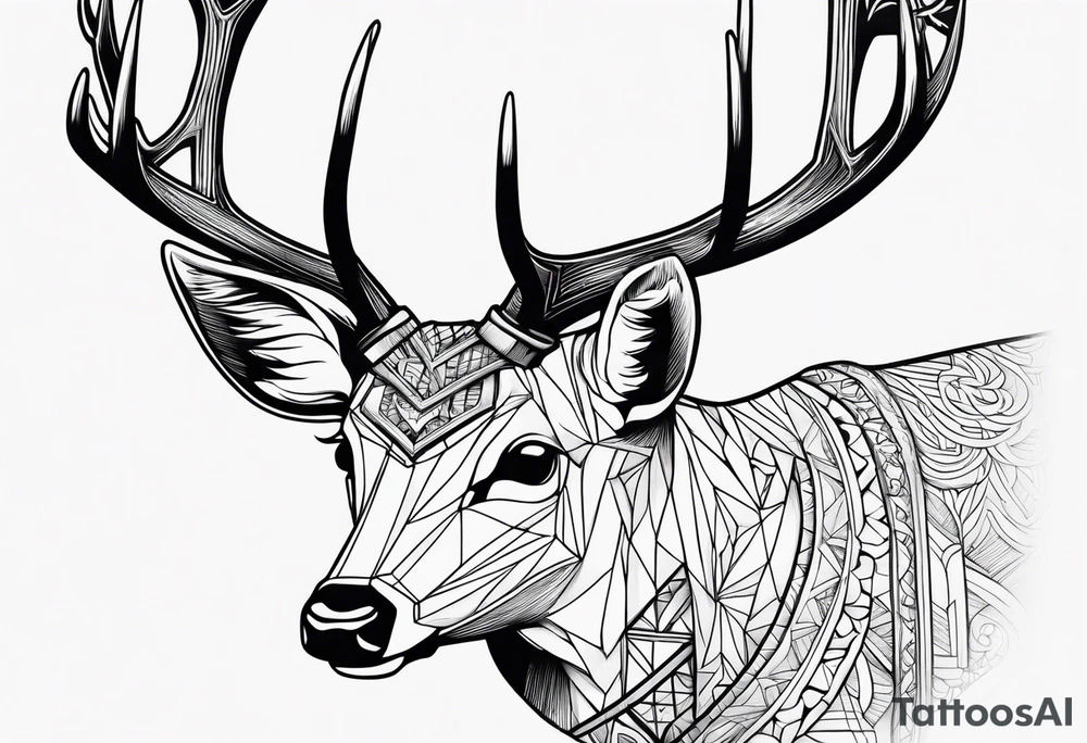 a hunter hunting a deer with a rifle tattoo idea