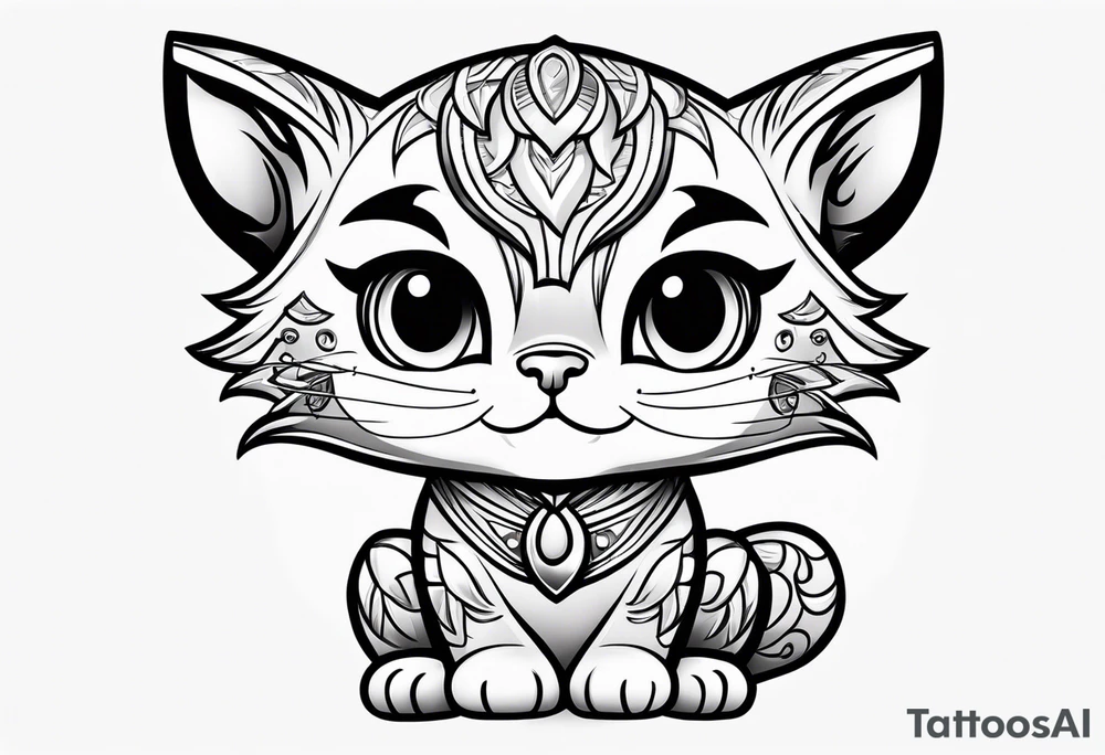 super cute cartoon wildcat cub tattoo idea