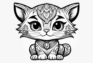 super cute cartoon wildcat cub tattoo idea