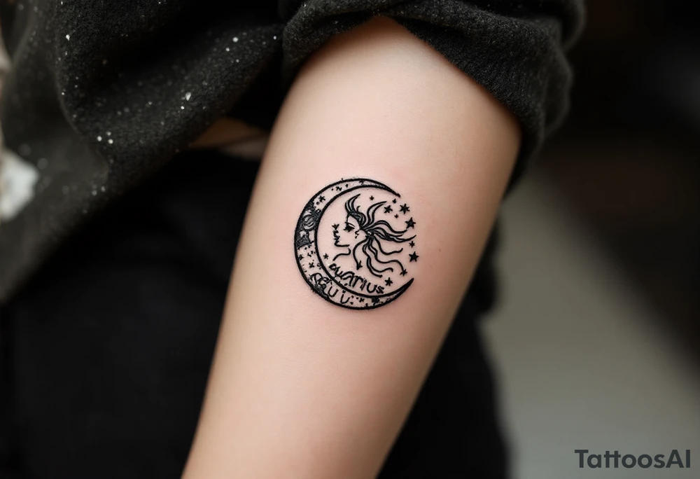 astrology moonsign aquarius in rough / mysterious aesthetic astrology inspired tattoo idea