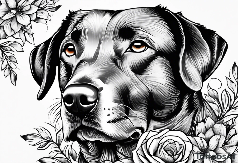 Labrador blanco feliz tattoo idea