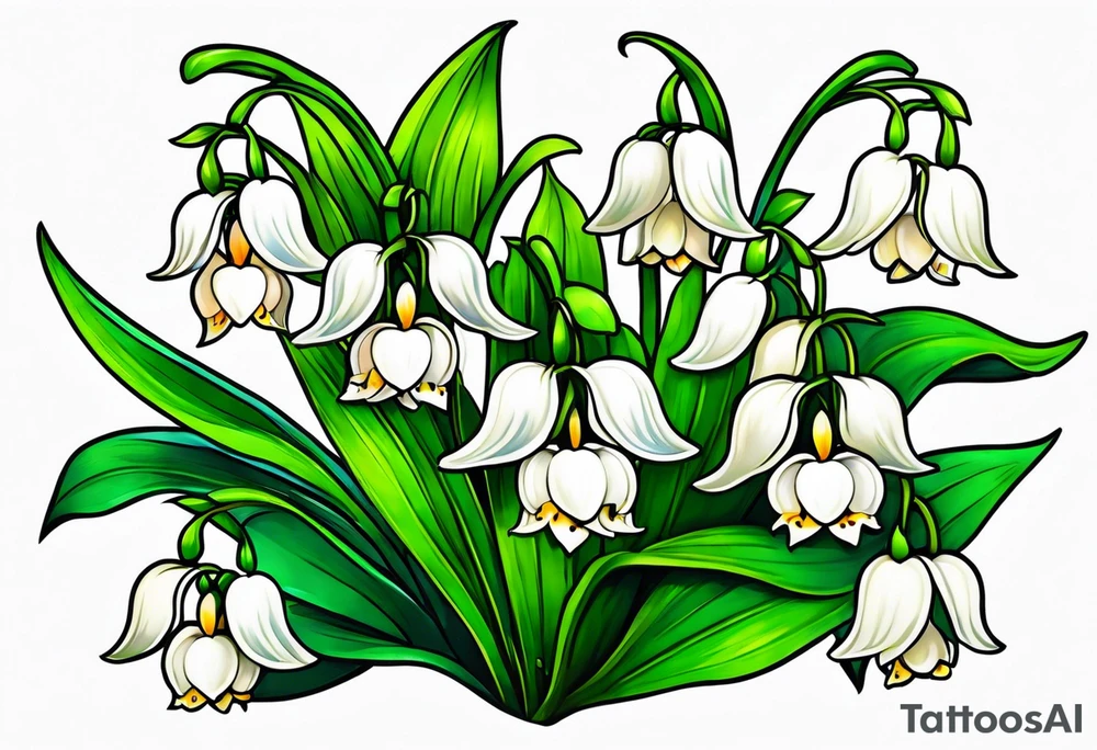 Neo traditional lily of the valley tattoo idea