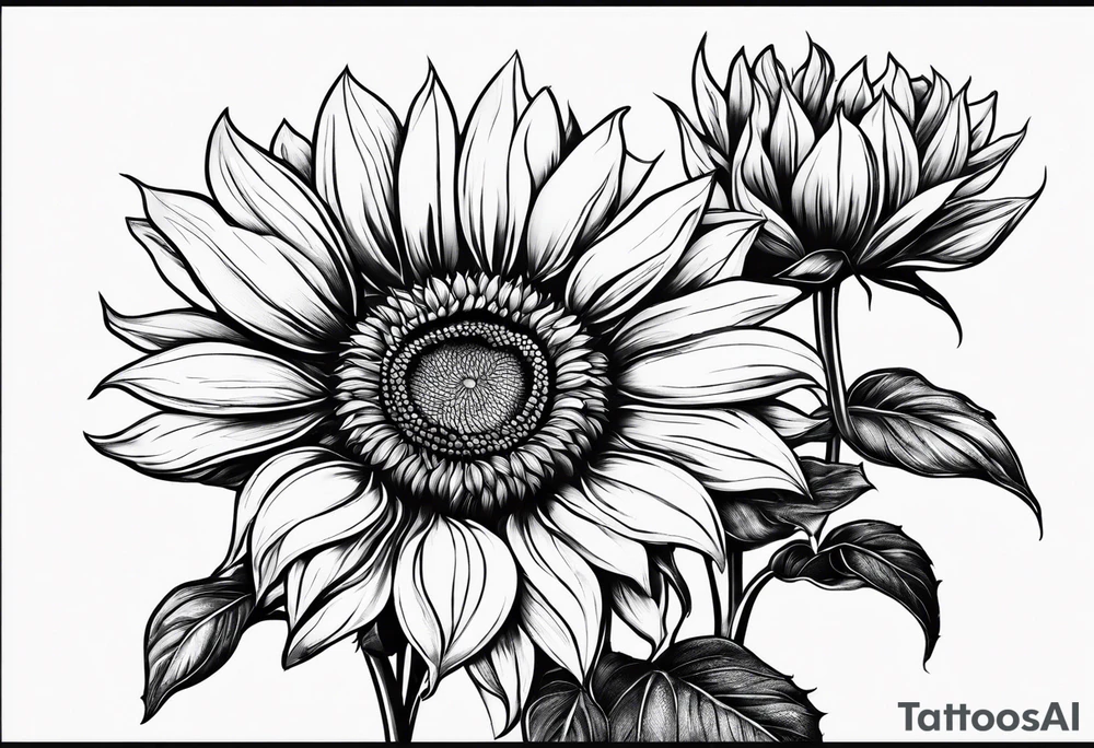 Flower fire an a sunflower tattoo idea