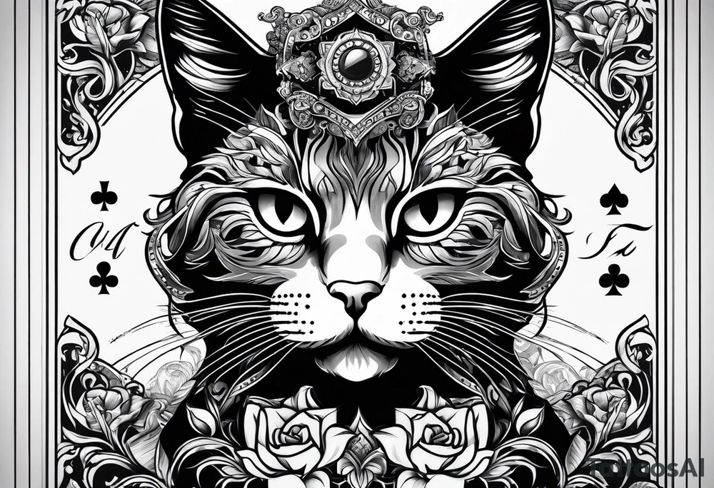 Playing card with cat on tattoo idea