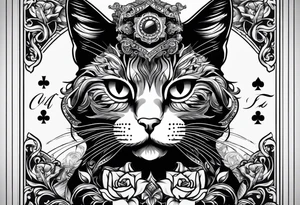 Playing card with cat on tattoo idea