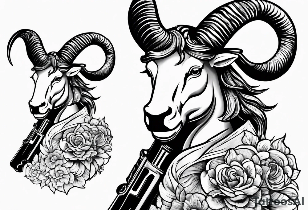 capricorn with a shotgun tattoo idea