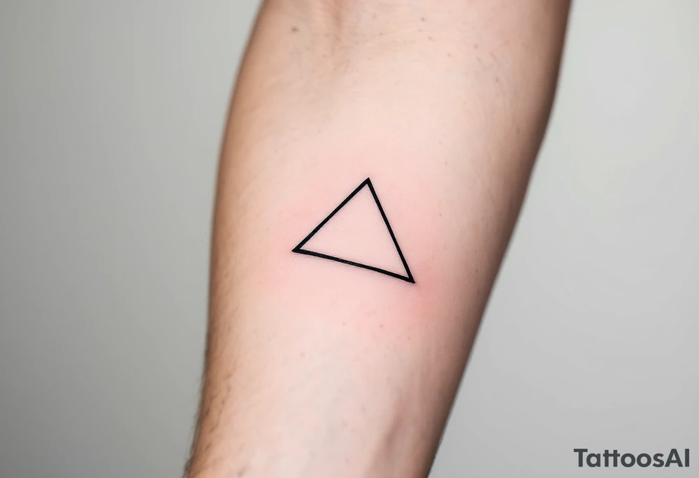 A minimalist black triangle pointing upward, symbolizing stability and strength tattoo idea