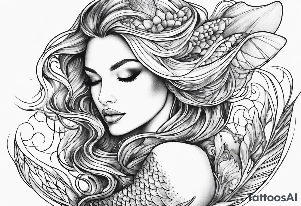 Draw me a nice magical mermaid fish tail tattoo idea