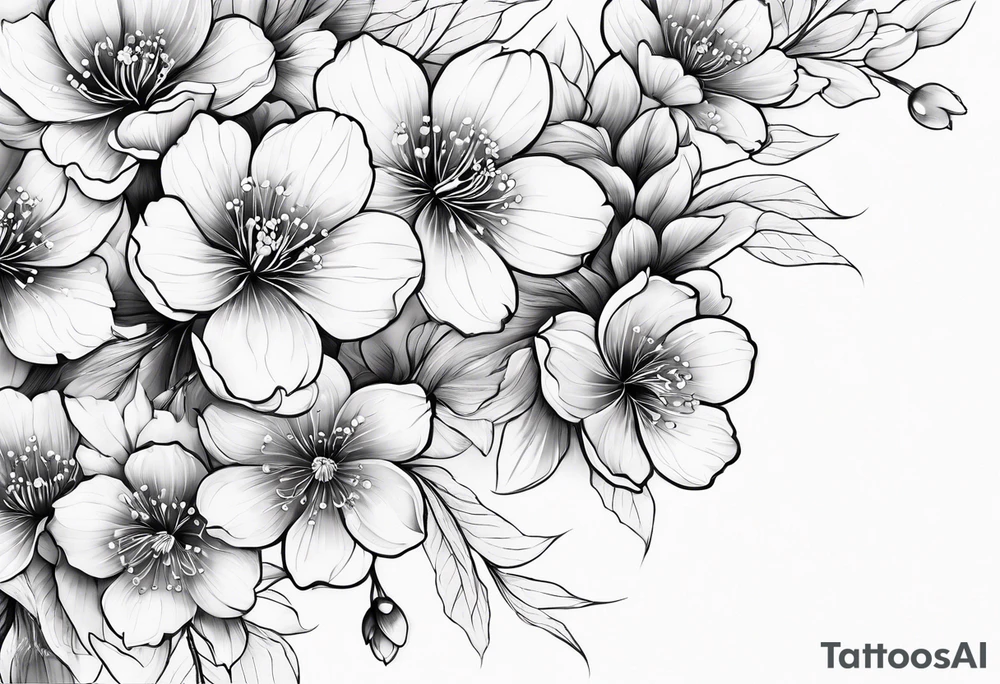 Sakura flowers in a line tattoo idea