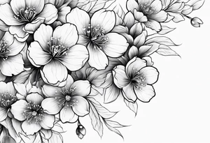 Sakura flowers in a line tattoo idea