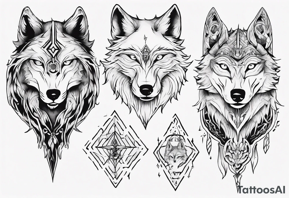 Spiritual wolf tattoo idea