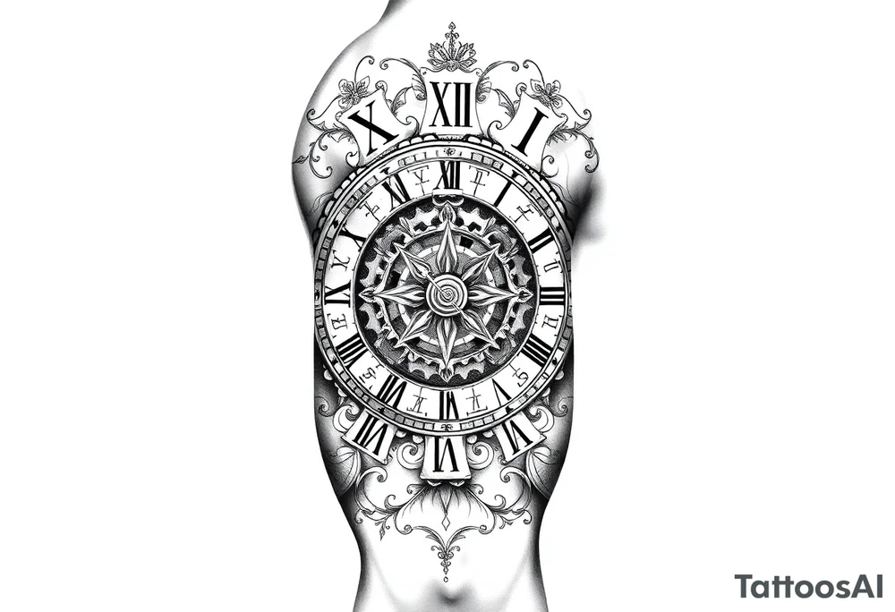 vintage roman numerals within ornate clockwork mechanism tattoo idea vintage roman numerals within ornate clockwork mechanism tattoo idea