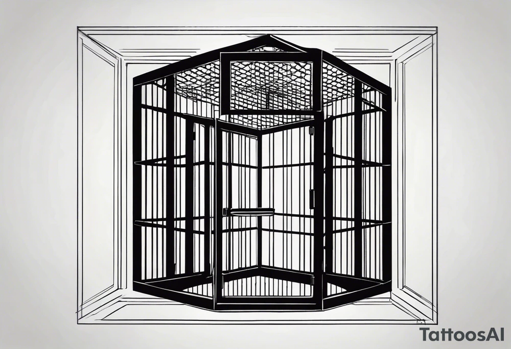 Empty biid cage door open artistic tattoo idea