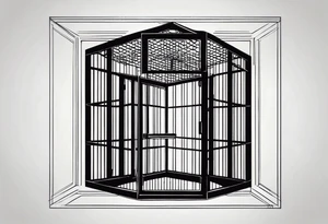 Empty biid cage door open artistic tattoo idea