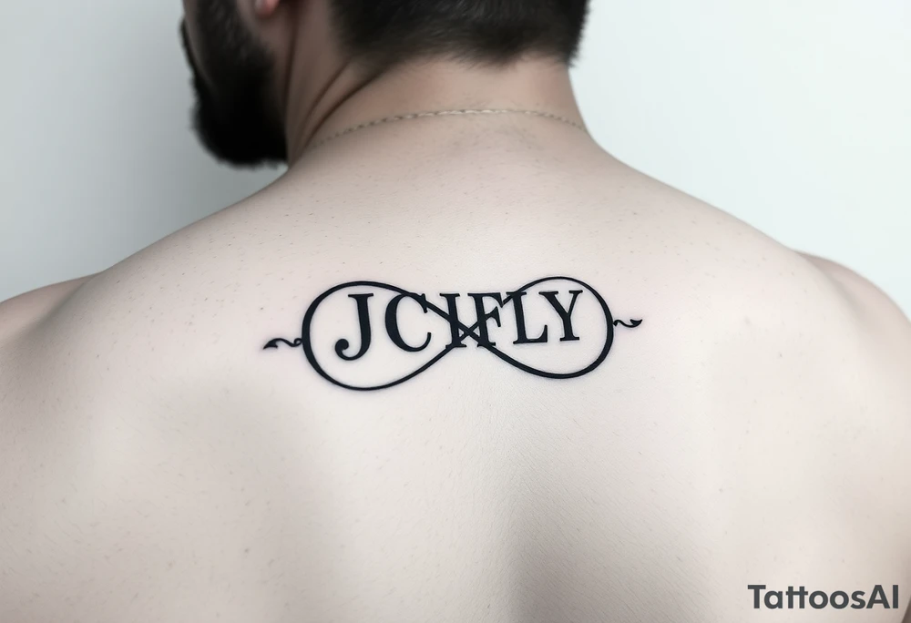 A small tattoo to go on my inner forearm with the letters JCIFLY in an infinity symbol shape more enclosed and smaller tattoo idea