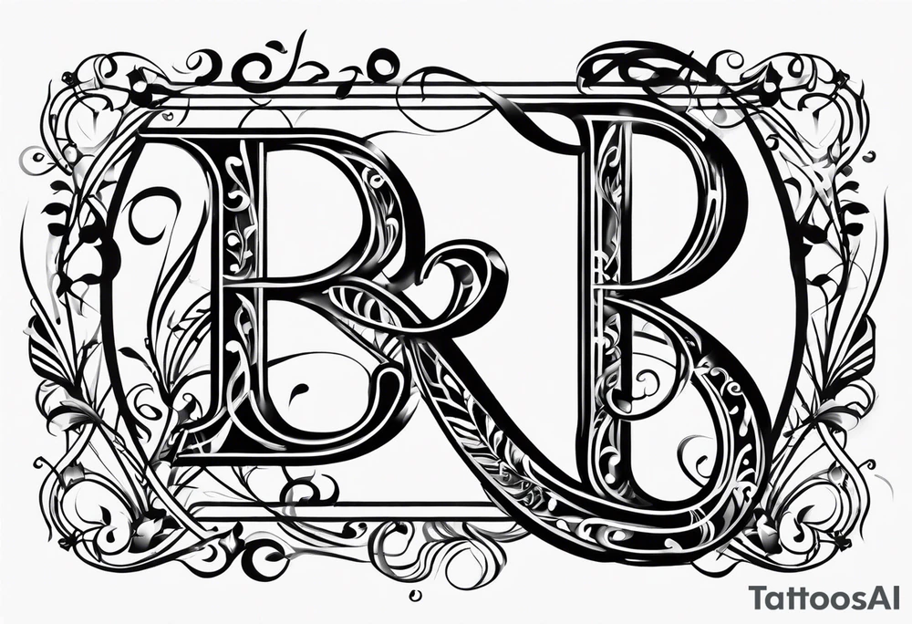 Line art Musical notes depicting the letters R and L tattoo idea