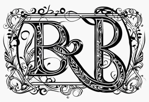 Line art Musical notes depicting the letters R and L tattoo idea