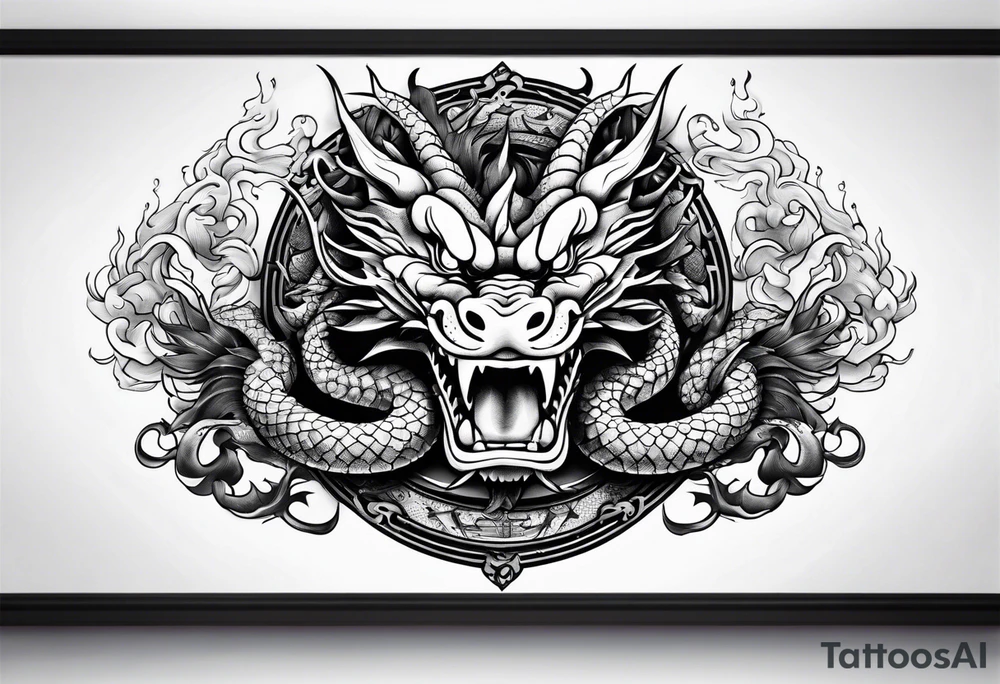 Shenron Americana style tattoo with minimal details tattoo idea