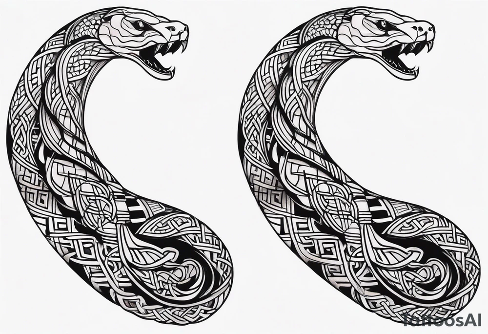 Celtic style snake forearm wrap tattoo idea