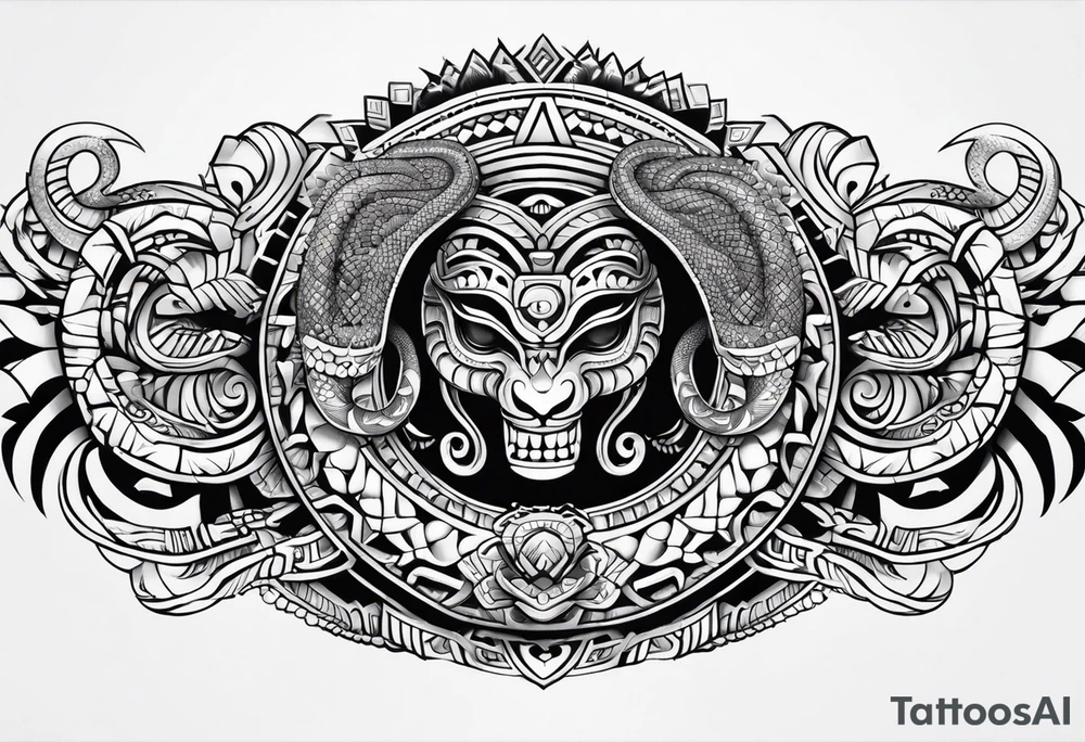 aztec snake sleeve tattoo idea