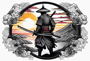 Samurai with sunset tattoo idea