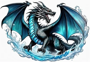 Flying dragon, ice around tattoo idea