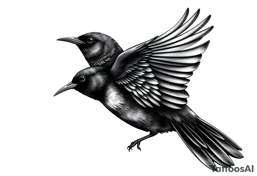 Male European Blackbird flying tattoo idea tattoo idea