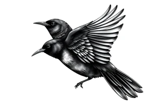 Male European Blackbird flying tattoo idea tattoo idea