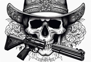 Skull, gun, bandana tattoo idea