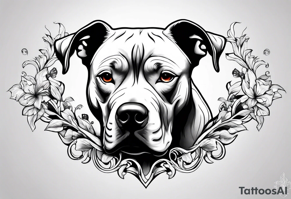 white pitbull pointed years pretty tattoo idea