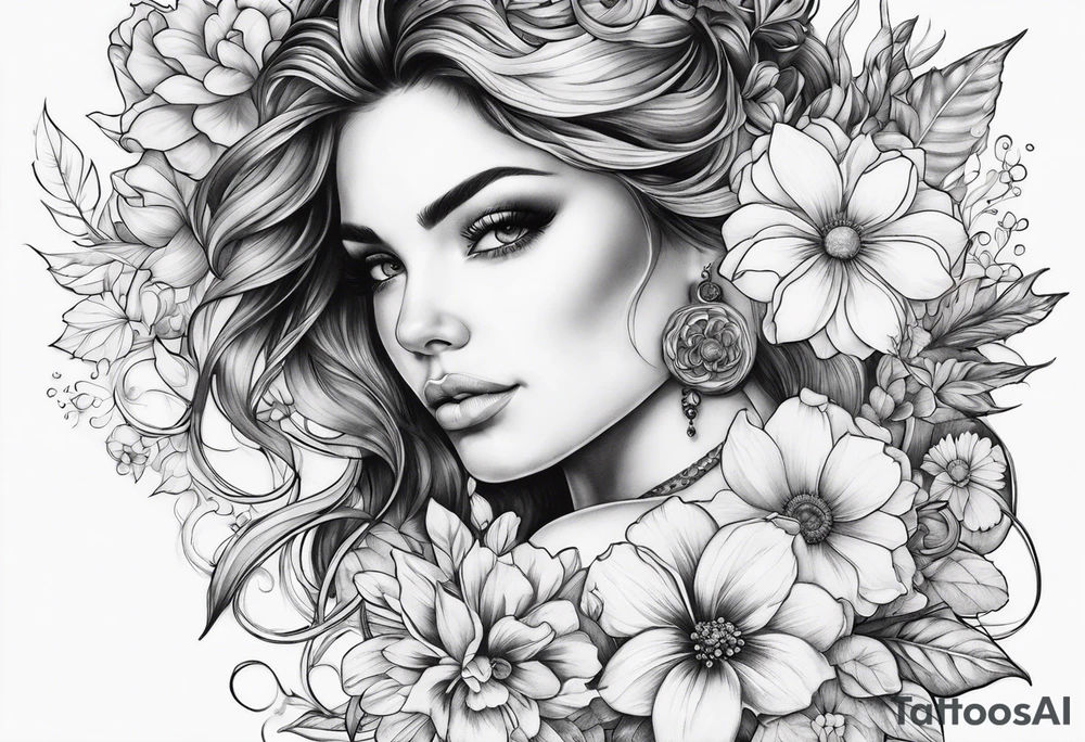 ornaments of flowers tattoo idea