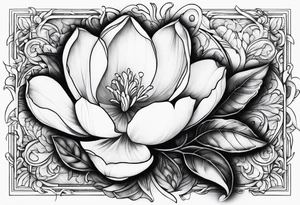Initials R, E and J designed into a magnolia tattoo idea