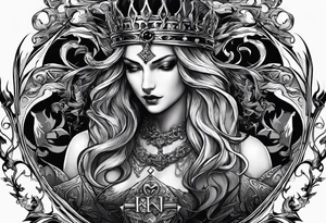 Design a scenario where an angelic piece puts the demonic king in checkmate, signifying the triumph of good over evil in a strategic and symbolic way tattoo idea