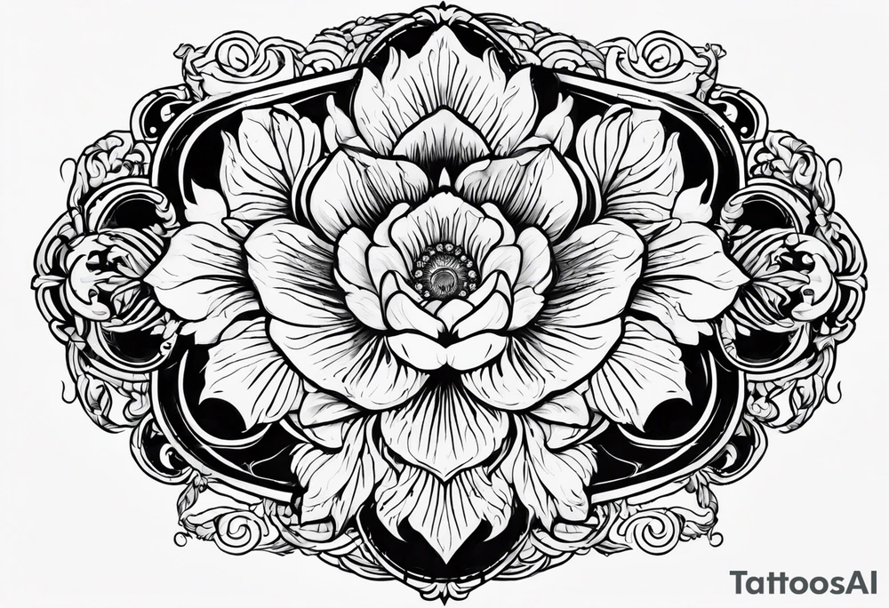 Peonies mystic eye symbol tattoo idea
