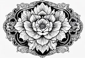 Peonies mystic eye symbol tattoo idea