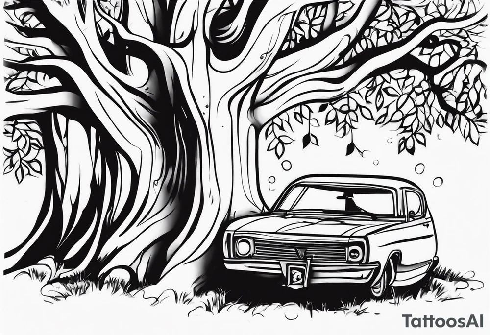 "give yourself a reason" written in the trunk of a tree tattoo idea