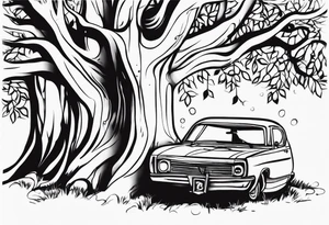 "give yourself a reason" written in the trunk of a tree tattoo idea
