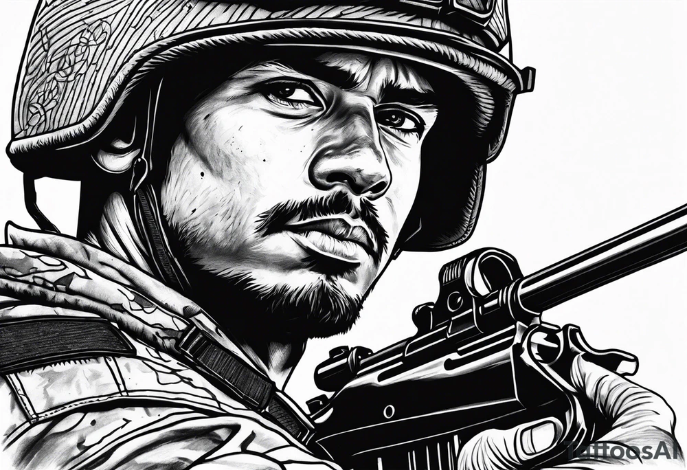 Soldier with a riffle tattoo idea