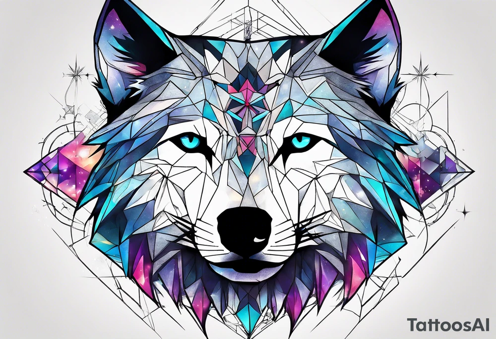 Constellation, two animal wolf, géométric tattoo idea