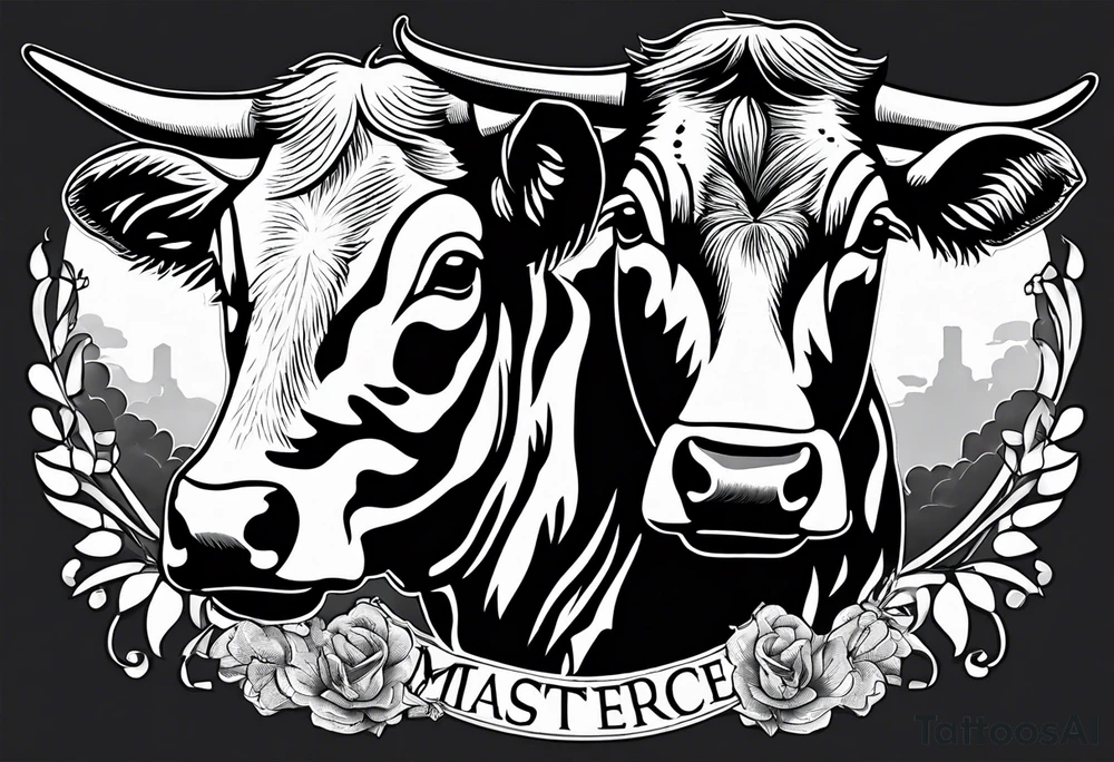 two cow fighting with each other tattoo idea
