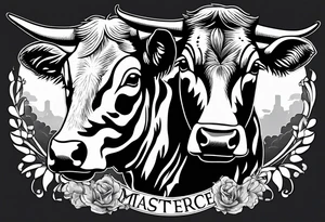 two cow fighting with each other tattoo idea