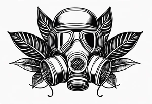 plant stick out from a gasmask tattoo idea