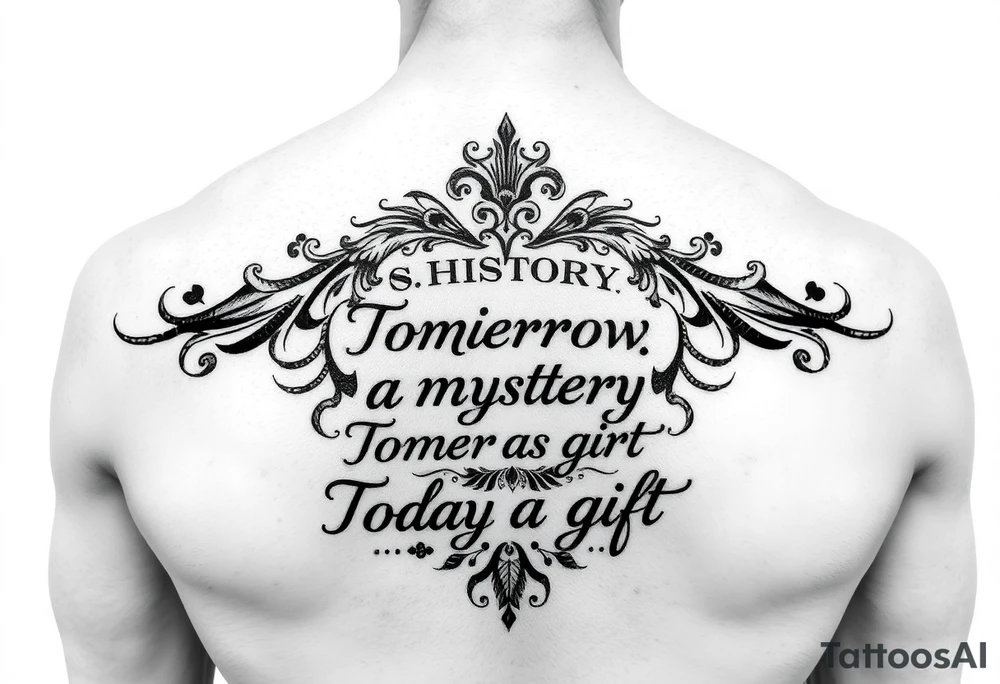 Yesterday is history.
Tomorrow is a mystery.
Today is a gift. tattoo idea