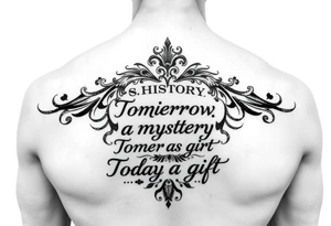 Yesterday is history.
Tomorrow is a mystery.
Today is a gift. tattoo idea