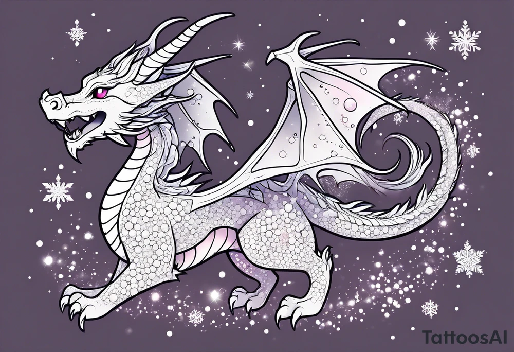 Constellation, kawaii dragon, snowflake tattoo idea