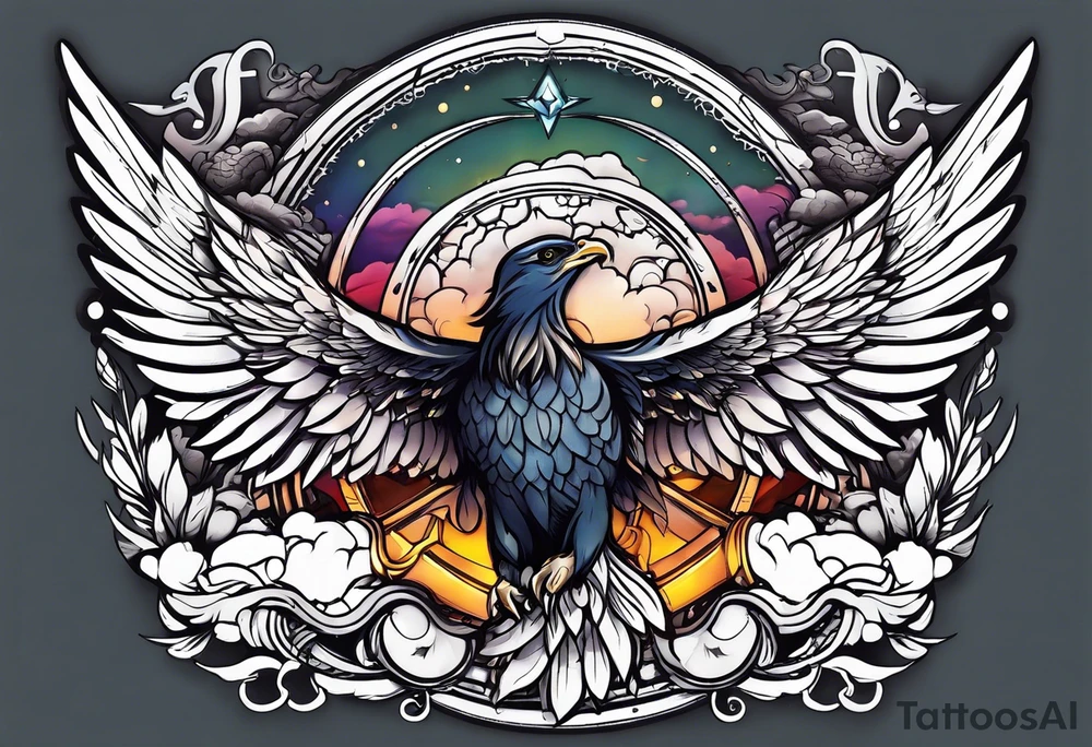 a halo over wings tattoo idea