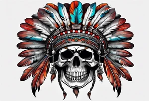 War chief bonnet with skull tattoo idea