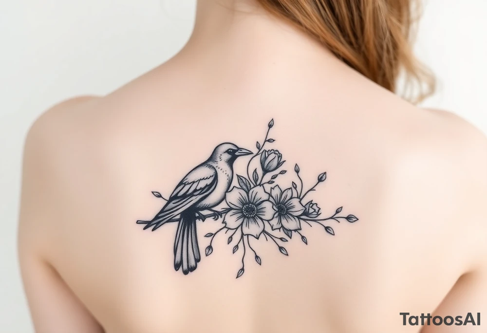 crows w flowers tattoo idea