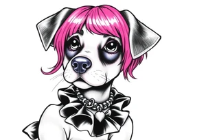 hot puppy goth girl with big boobs and pink hair tattoo idea