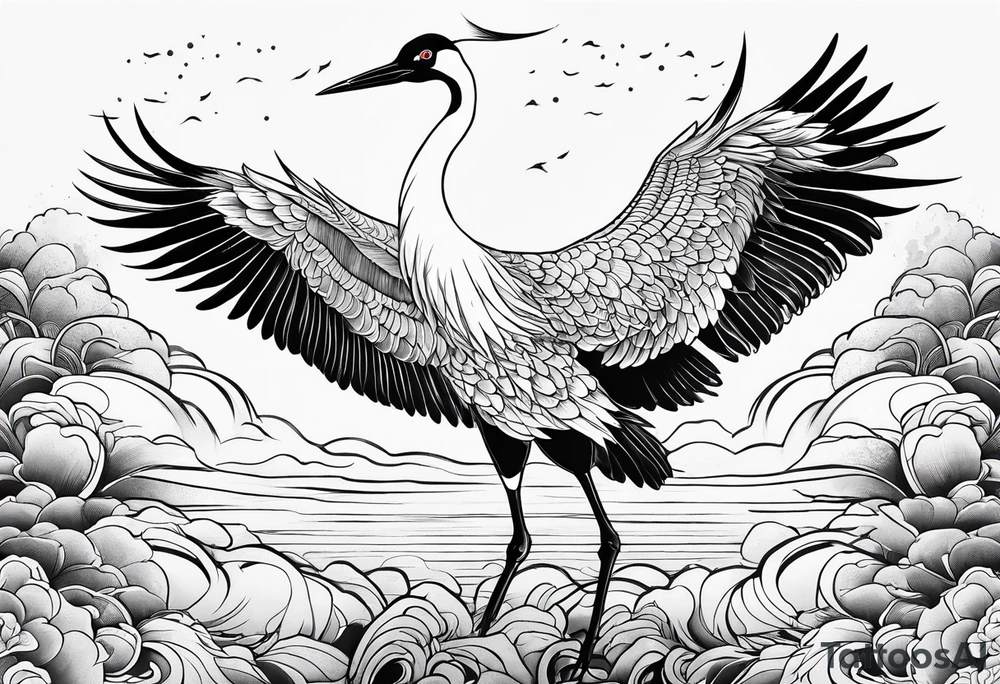 Japanese crane tattoo idea